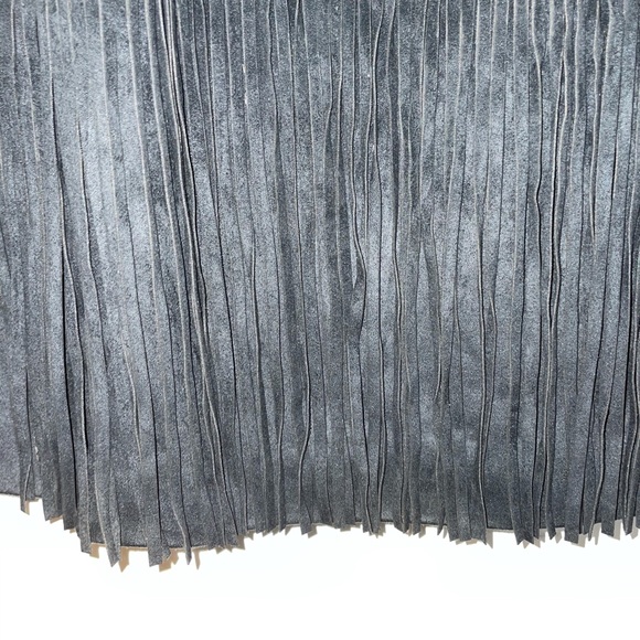 NWT Calvin Klein Black Suede Fringe Dress - Picture 7 of 10